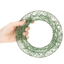 Produkt Zielony dekoracyjny wianek z siatki drucianej do projektów DIY, 19 cm, 2 sztuki