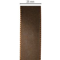 Produkt Brązowa wstążka z tafty na rolce, uniwersalna do dekoracji, szerokość 25 mm, długość 50 m