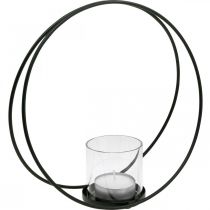 Dekoracyjny okrągły świecznik metalowy świecznik czarny Ø28,5cm