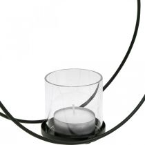 Dekoracyjny okrągły świecznik metalowy świecznik czarny Ø28,5cm