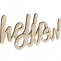 Produkt Drewniana ozdoba kwiatki "Hello" natura szyld dekoracyjny z magnesem 18/19,5cm 6szt