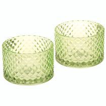 Produkt Dekoracyjna misa szklana świecznik na tealighty zielony retro Ø10,5cm 2szt