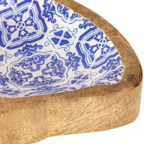 Produkt Miska dekoracyjna drewniana ryba ozdoba naturalna niebiesko biała 18×11×3cm