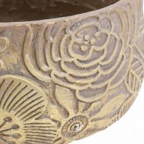 Produkt Miska dekoracyjna ceramiczna złote kwiaty brązowa Ø23,5 cm W11,5 cm