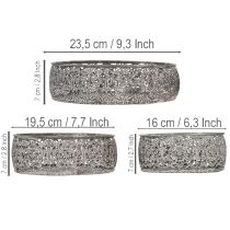 Produkt Dekoracyjna metalowa miska, wzór szaro-biały, Ø16/19,5/23,5 cm, zestaw 3 sztuk