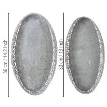 Produkt Dekoracyjna metalowa miska, wzór szary, owalna, dł. 36 cm/33,5 cm, zestaw 2 szt.