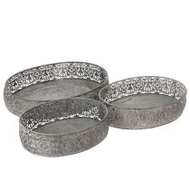 Produkt Miska dekoracyjna metalowa owalna wzór szara 25,5/29/34,5 cm zestaw 3 szt.