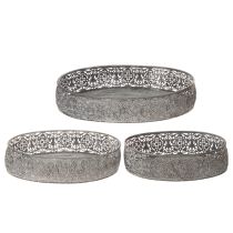 Produkt Miska dekoracyjna metalowa owalna wzór szara 25,5/29/34,5 cm zestaw 3 szt.