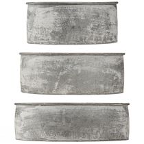 Produkt Dekoracyjna metalowa miska owalna, szara L22,5/19,5/16cm, zestaw 3 szt