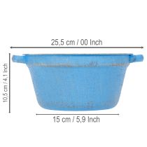 Produkt Dekoracyjna miska/doniczka, metal niebieski, dekoracja w stylu shabby chic, Ø21 cm, wys. 10,5 cm