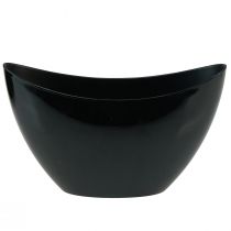 Produkt Ozdobna miska czarna owalna łódka na roślinę o wymiarach 24x9,5cmx14,5cm