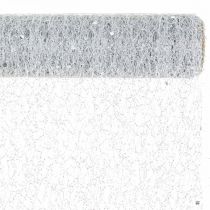 Obrus stołowy tkanina dekoracyjna szaro srebrna x 2 różne 35x200cm