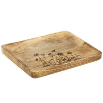 Produkt Dekoracyjna taca z drewna mango z kwiatowym wzorem 25×20cm