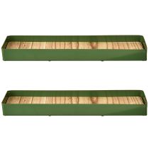 Produkt Taca dekoracyjna metalowa drewniana taca metalowa zielona 35,5×11×3cm 2szt