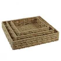 Produkt Taca dekoracyjna, kosz kwadratowy, metalowy, naturalny, 30/25/20 cm, zestaw 3 szt