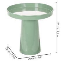 Produkt Dekoracyjny talerz metalowy, zielony, okrągła podstawa, tacka na kompozycje kwiatowe, 20 cm