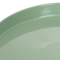 Produkt Dekoracyjny talerz metalowy, zielony, okrągła podstawa, tacka na kompozycje kwiatowe, 20 cm