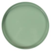 Produkt Dekoracyjny talerz metalowy, zielony, okrągła podstawa, tacka na kompozycje kwiatowe, 20 cm