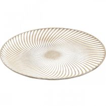 Produkt Talerz dekoracyjny okrągły biały brązowe rowki dekoracja stołu Ø40cm W4cm