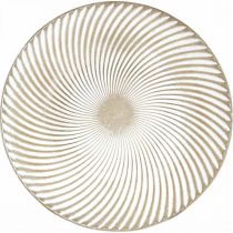 Produkt Talerz dekoracyjny okrągły biały brązowe rowki dekoracja stołu Ø40cm W4cm