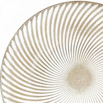 Talerz dekoracyjny okrągły biały brązowe rowki dekoracja stołu Ø40cm W4cm