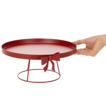 Produkt Taca dekoracyjna na stojaku z metalową kokardą, 30 cm, zestaw 2 szt.