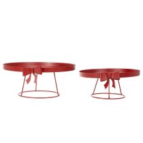 Produkt Taca dekoracyjna na stojaku z metalową kokardą, 30 cm, zestaw 2 szt.