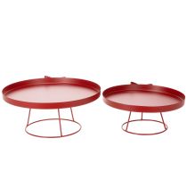 Produkt Taca dekoracyjna na stojaku z metalową kokardą, 30 cm, zestaw 2 szt.