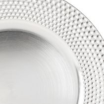 Produkt Talerz dekoracyjny okrągły plastikowy talerz dekoracyjny srebrny Ø33cm