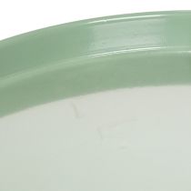 Produkt Okrągły zielony talerz dekoracyjny na podstawce do aranżacji stołu, 30cm