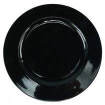 Produkt Talerz dekoracyjny czarny płaski błyszczący plastik Ø28cm H2cm