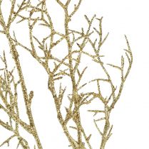 Produkt Dekoracyjna gałązka z brokatem Świąteczna gałązka w kolorze złotym L55cm