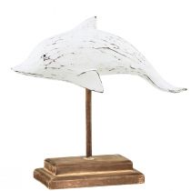 Produkt Dekoracja delfin Albasia Morska dekoracja drewniana biała 28×6,5×26cm