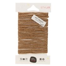 Produkt Brązowy wełniany sznurek ze złotą nicią, 5m x 5mm z drutem, do dekoracji i rękodzieła