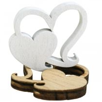 Podwójne drewno serca, rozproszone ozdoby ślubne B3cm 72 sztuki