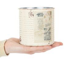 Produkt Doniczka metalowa kremowa w stylu shabby chic Ø11cm wys. 10,5cm
