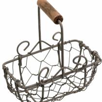 Produkt Mini kosz druciany z drewnianą rączką, rdzawy brąz, wys. 10,5–11,5 cm, 9 sztuk