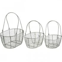 Produkt Kosz druciany, koszyk wielkanocny, koszyk ozdobny metalowy L32/28,5/25cm zestaw 3