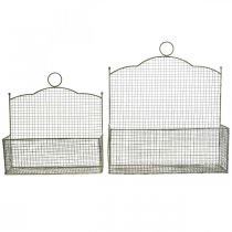 Produkt Kosz druciany, kosz ścienny, kosz na rośliny Shabby Chic L38/32cm zestaw 2
