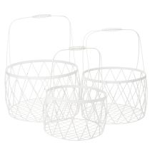 Produkt Koszyk druciany z uchwytem, metal biały, Ø25/30/35 cm, zestaw 3 szt.