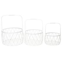 Produkt Koszyk druciany z uchwytem, metal biały, Ø25/30/35 cm, zestaw 3 szt.