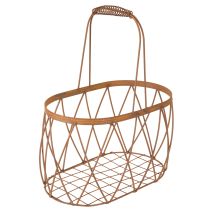 Produkt Owalny druciany kosz z uchwytem, dekoracja ogrodowa, wykończenie rdzawe, 30/25 cm, zestaw 2 szt.