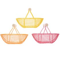 Produkt Koszyk druciany z drewnianą rączką. Poręczny design. Idealny do wiosennych dekoracji, do domu i biura. 17 cm, 6 sztuk.