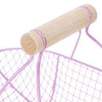 Produkt Koszyk druciany z drewnianym uchwytem, idealny do nowoczesnego salonu i stylowej dekoracji, 17 cm, 6 sztuk