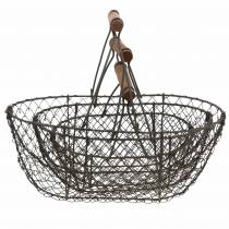 Produkt Kosz druciany z wieszakiem brązowy metal 20/25/30cm zestaw 3 szt.