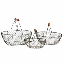 Produkt Kosz druciany z wieszakiem brązowy metal 20/25/30cm zestaw 3 szt.