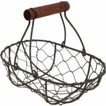 Produkt Koszyk druciany owalny z uchwytem szary 17×11cm wys. 15cm 2szt