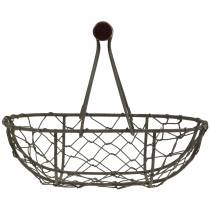 Produkt Koszyk druciany owalny z uchwytem, szary, 17×11 cm, wys. 15 cm, 2 sztuki