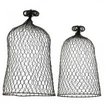 Produkt Metalowy dzwonek ozdobny, pomoc do wspinaczki, kaptur druciany brązowy, patyna H50/41cm Ø30/25cm, zestaw 2 szt.