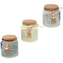 Produkt Świece zapachowe w szkle, świece rybne morski niebiesko-zielony W11cm 3szt